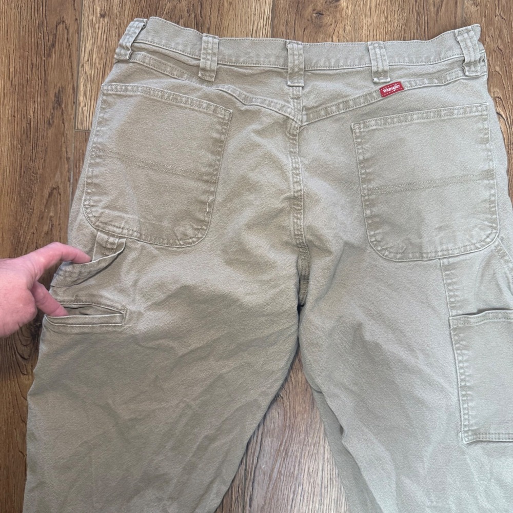 Wrangler‎ Tan Carpenter Pants Relaxed Fit Work Utility Mens 36x32 Jeans Cotton - Picture 11 of 12
